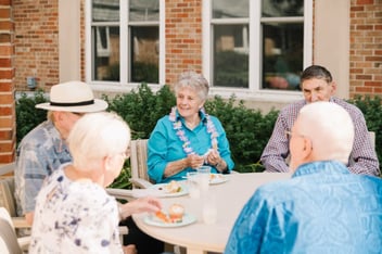 seniors socializing outside
