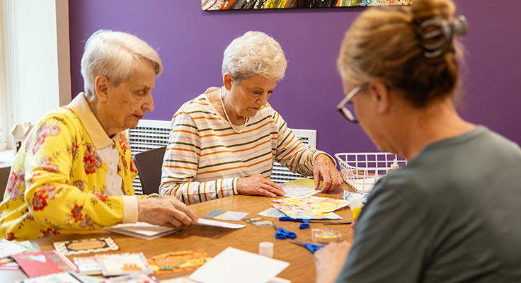 Three woman crafting together